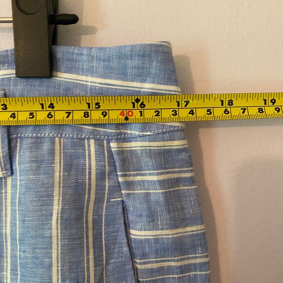 Anthropologie ett:twa Women 8 Blue White Striped 100% Linen Wide Leg Flowy Pants - Picture 9 of 12